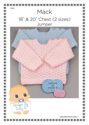 Mack Baby Jumper, 2 sizes 18" & 20" chest Baby Knitting Pattern