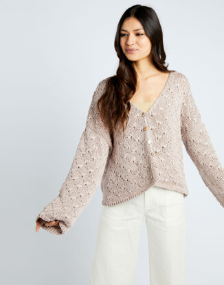 Moloko Cardigan in Wool and the Gang Tina Tape Yarn - Leaflet