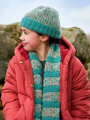 Brodie Children s Fisherman s Rib Hat Scarf By Sarah Hatton in West Yorkshire Spinners WYS1000270 Downloadable PDF