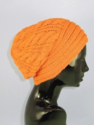 Rib Band Cable Slouch Hat