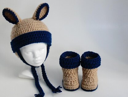 Baby Hat - Booties with Ears and Ear Flaps