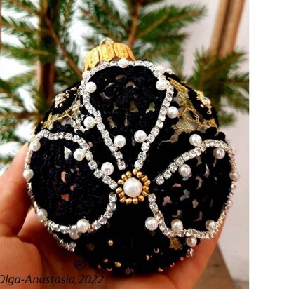 Black Lace Christmas Ball 2 - Irish Crochet Lace