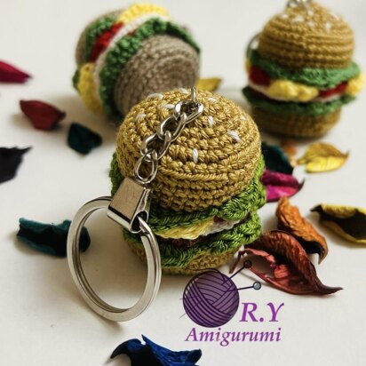 Amigurumi burger keychain