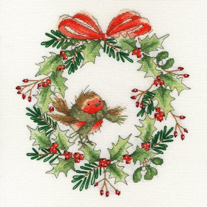 Bothy Threads Robin Wreath Cross Stitch Kit - 26cm x 26cm