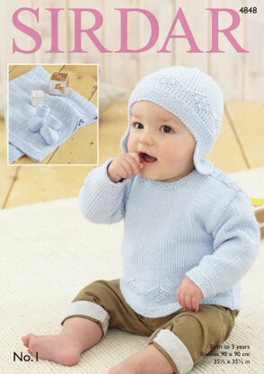 Sweater, Helmet, Bootees and Blanket in Sirdar No.1 - 4848 - Downloadable PDF