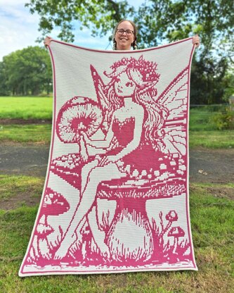 Fungal Fae | Fantasy Fairy Mushroom Overlay Mosaic Crochet Blanket PDF Pattern