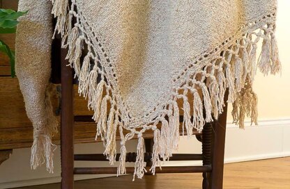 Linen Stitch Knit Throw w/Crochet Edge & Tassels