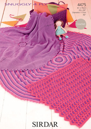 Baby Blankets in Sirdar Snuggly 4 Ply 50g - 4475 - Downloadable PDF