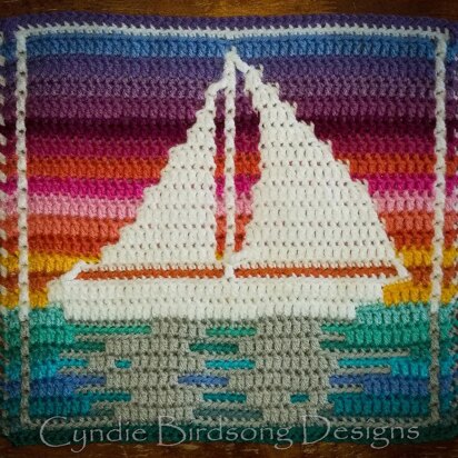 Awesome Ocean Mosaic Square: Sailboat
