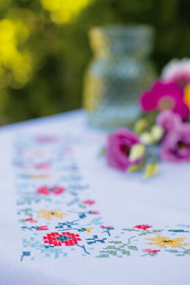 Vervaco Fresh Flowers Tablecloth Cross Stitch Kit - 80cm x 80cm