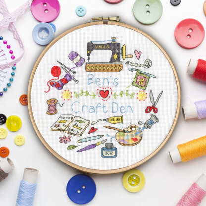 Bothy Threads My Craft Den Cross Stitch Kit - 17.5cm circle