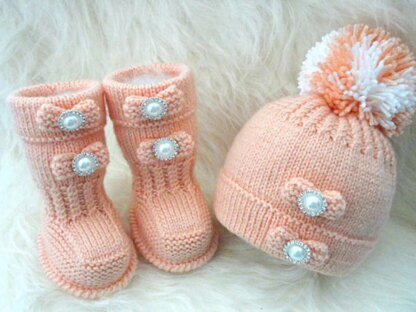 PATTERN Knitting Baby Shoes Baby Hat Baby Girl