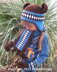 Fringe Bobble Brown & Blue Scarf