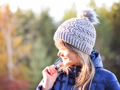 Crochet Textured Hat With PomPom