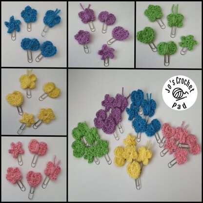 Paperclip toppers, bookmarks, with mini heart, star, bow, flower & Butterfly.