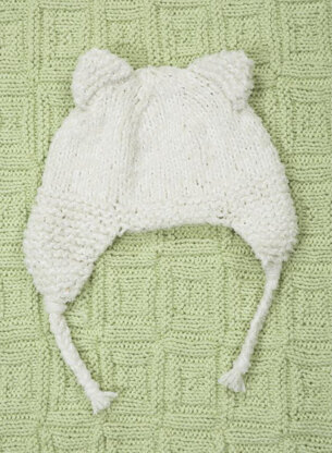 Cat Hat with Earflaps in Plymouth Yarn Daisy - 2249 - Downloadable PDF