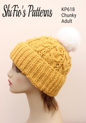Chunky Cable Beanie Knitting Pattern #618