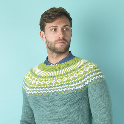 Forest Fairisle Yoke Sweater - Free Knitting Pattern For Men in