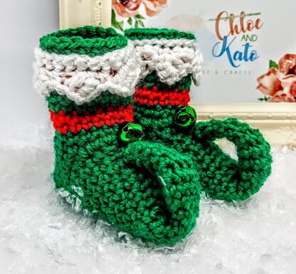 Mini Elf Crochet Christmas Hat and Boots