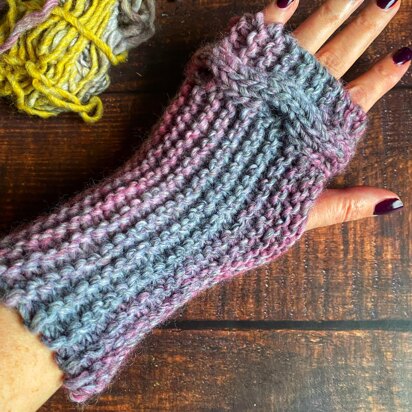 Sideways Knit Cable Mitts