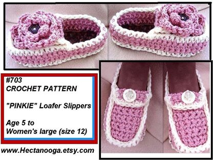 703 PINK LADY SLIPPER, crochet, Women and Girls