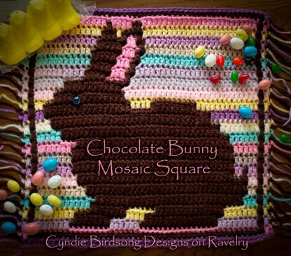 Chocolate Easter Bunny Mosaic Crochet square