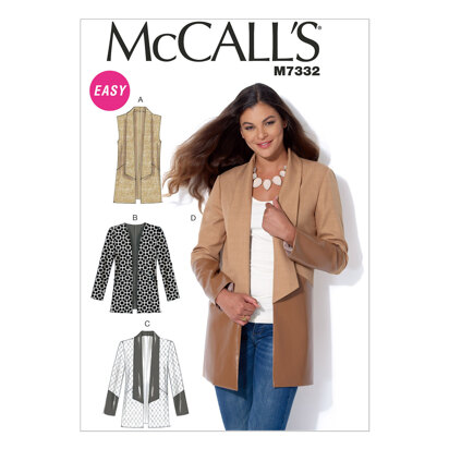 McCall's Misses' Open Front Vest and Jackets M7332 - Sewing Pattern