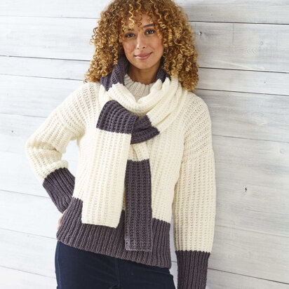 Sweater & Scarf in King Cole Wildwood Chunky - 5895PDF - Downloadable PDF