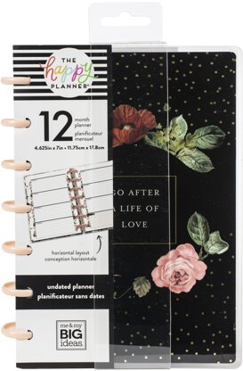 Happy Planner 12-Month Undated Mini Planner 7"X4.625" - Vintage Botanical, 12 Mont