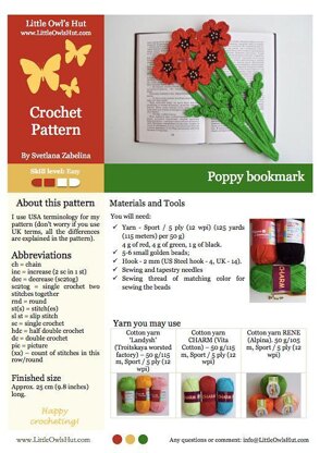 Poppy bookmark or decor