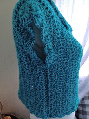 Turquoise Vintage Crochet Lace Blouse