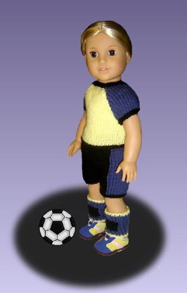 Doll clothes pattern.(knit) Fits American Girl Doll. Soccer Set 023