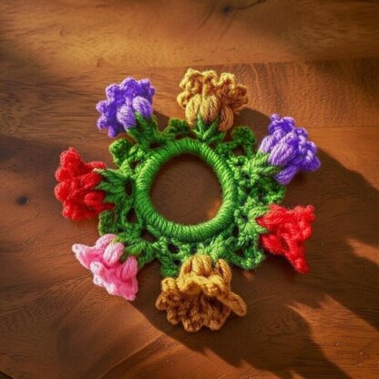 A Crochet lotus Scrunchie pattern