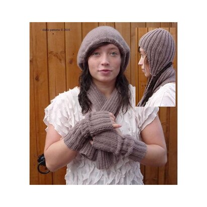 Hat, Wrist Warmers & Scarf Knitting Pattern#155