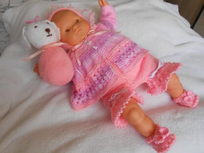 Penelope Puppy Newborn 16-19" Reborn Matinee Jacket Shorts Har Shoes Set Knitting Pattern
