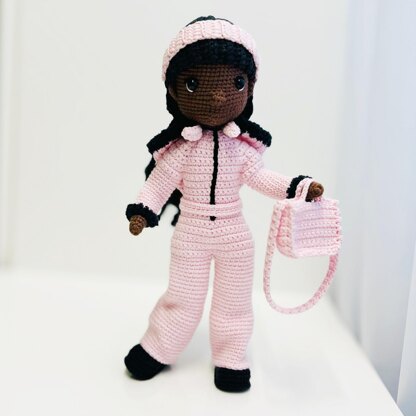 Snowboard doll pattern, amigurumi doll with clothes
