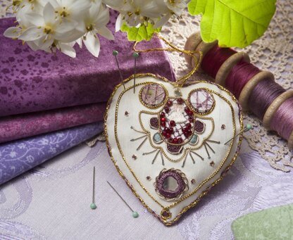 Rajmahal Antique Heart Pincushion Printed Embroidery Kit