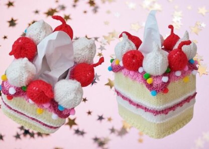 Cherry Cake Tissue Box Cover Knitting PatternCherry Cake Tissue Box Cover