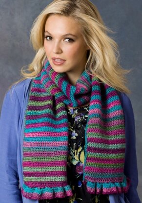 Striped Shades Scarf in Red Heart Boutique Unforgettable - LW2870