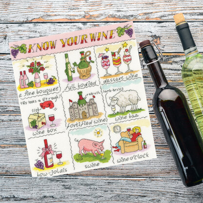 Bothy Threads Know Your Wine Cross Stitch Kit - 26 x 28cm