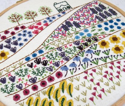 Stitchdoodles Flower Meadow Cottage Hand Embroidery Pattern