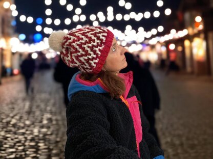 Chunky Mosaic Bobble Hat