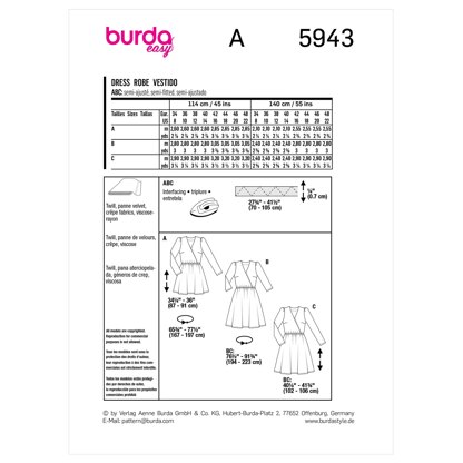 Burda Style Misses' Dress B5943 - Sewing Pattern