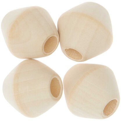 Rico Design Macramé Beads Wood Natural 4 Pcs - 95x100x30mm