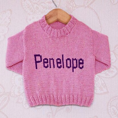 Intarsia - Penelope Moniker Chart - Childrens Sweater