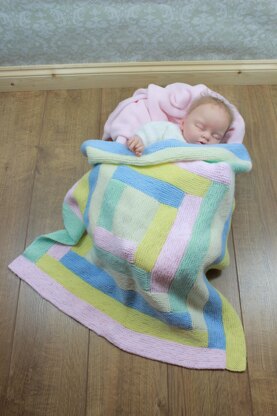 Knitting Pattern Baby Log Cabin Blanket Afghan UK & USA Terms #292