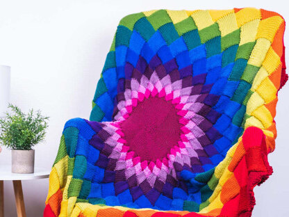 Rainbow Mandala Entrelac Blanket in Deramores Studio - Downloadable PDF