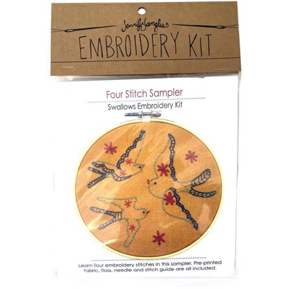 Jennifer Jangles Four Stitch Sampler Swallows Embroidery Kit