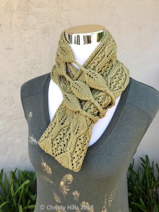 Leaves Strings Infinity Scarf (Leaf/Cotton/Infinity Scarf/Cowl Knitting Pattern)