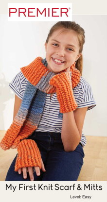 My First Knit Scarf and Mitts in Premier Yarns Colorfusion Chunky - Downloadable PDF